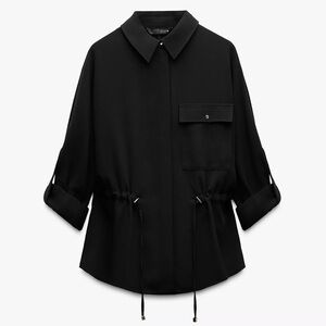 Zara Crepe Safari Shirt 🖤